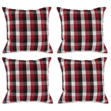 Black Cardinal Red and White Cotton Pillow Cover 18x18 inch 4 Piece