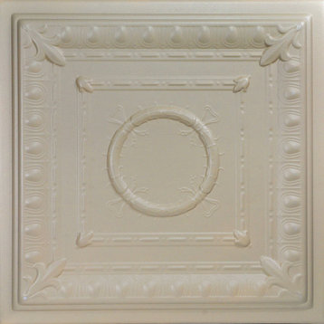 20"x20" Romanesque Wreath, Styrofoam Ceiling Tile, Lenox Tan