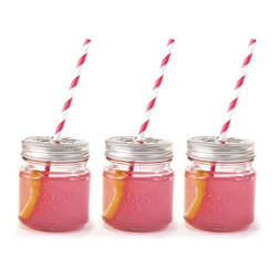 Vintage Glass Mason Jar Sippers with Flower Lid - Everyday Glasses
