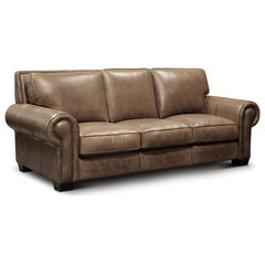 Valencia 100 Top Grain Hand Antiqued Leather Traditional Sofa