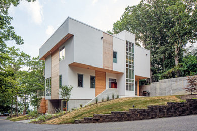Minimalist multicolored mixed siding exterior home photo in Newark