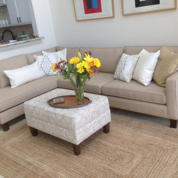 Chenille Brown Sofa Sectional w/ Flowers