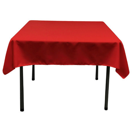 LA Linen Square Polyester Poplin Tablecloth, Red, 52"x52"