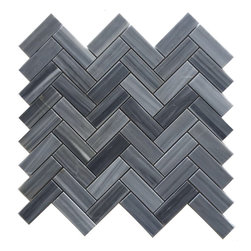 Bardiglio Gray 1x3" Herringbone Marble Mosaic Floor and Wall Tile - Mosaic Tile