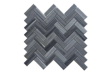 Bardiglio Gray 1x3" Herringbone Marble Mosaic Floor and Wall Tile
