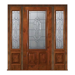 2/3 LPrehung Sidelites Door 80 Wood Alder Kensington 2/3 Lite Glass - Front Doors