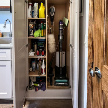 Laundry Room with Custom Cabinetry Quartz Countertop and Custom Floating Shelf
