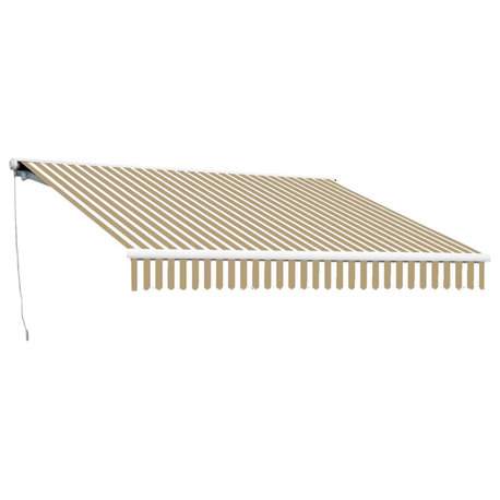 Awntech 8'x6.5' California Manual Acrylic Retractable Awning, Linen/White Stripe