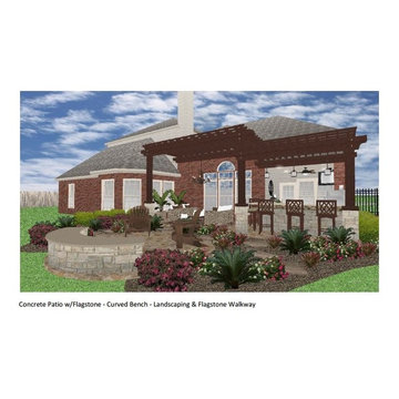 Houston Firepit, Two-Tier Pergola & Outdoor Kitchen With Pizza Oven