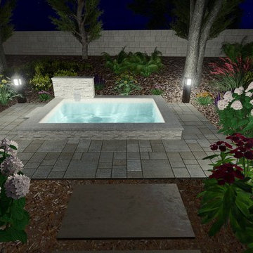 Conceptual Backyard Design | 4th Option Layout | Night Time Spa