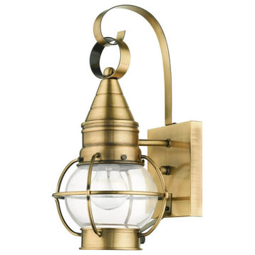 Livex Newburyport 1 Light 14" Tall Outdoor Wall Lantern, Antique Brass