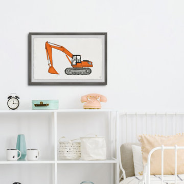 "Excavator Truck" Framed Painting Print