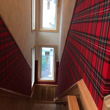 Stairway/Hallway - Red tartan fabric