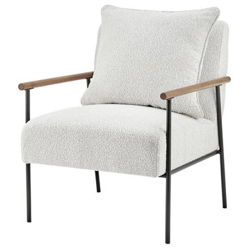 New Pacific Direct Quinton 19.5" Fabric Plywood Accent Arm Chair in Beige