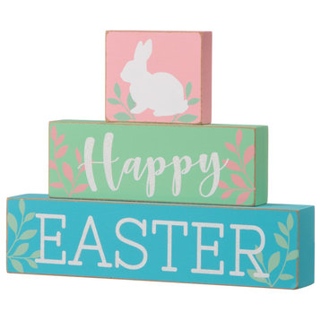 9.5"L Wooden Easter Block Table Decor