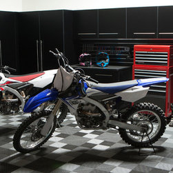 Black Cabinets with Swisstrax flooring - Garage And Tool Storage