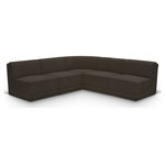 Meridian Furniture - Ollie Black Boucle Fabric L-Shaped Modular Sectional, Brown, 5-Piece: 4 Armless Chair, 1 Corner Chair - Meet the epitome of style and functionality with this Ollie boucle fabric living room sectional, part of the Ollie modular collection. A contemporary marvel, this sectional features chic and inviting rich brown boucle fabric upholstery, giving it a sumptuous texture that oozes elegance and luxury. Curved corners add to the visual look of the sectional while maximizing seating comfort while lounging, reading, or entertaining. Pair it with other items in the Ollie collection easily, thanks to an attachment latch underneath.