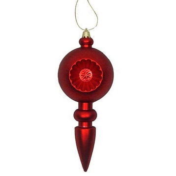 Retro Reflector Shatterproof Christmas Finial Ornaments, Set of 4, Matte Red Hot