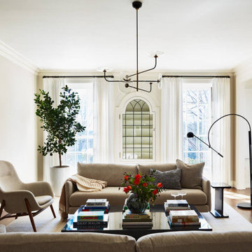Living Room with Original Millwork and Modern Furniture