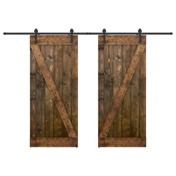 Solid wood barn door Made-In-USA with Hardware Kit(DIY), Dark Brown, 72x84"h