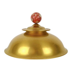 Large Marie Zimmermann Hollywood Regency Gilded Inkwell with Stone Finial - Desk Accessories