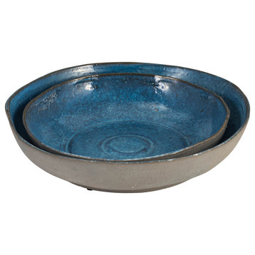 2-Piece Ceramic Bowl Set, Blue