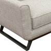 Button Tufted Wood and Metal Base Beige Chair