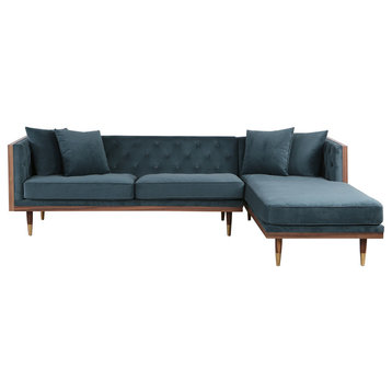 Kardiel Woodrow Neo Classic Sofa Sectional, Neptune, Right Facing