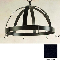 Half Dome Wall-Mount Rack with 6 Hooks - 20" Wide - Aged Iron - Pot Racks And Accessories