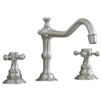 Messina Double Handle Brush Nickel High Arc Faucet With Drain Assembly