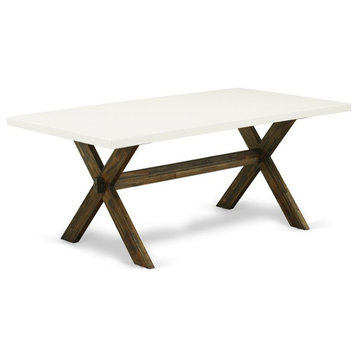 East West Furniture X-Style 40x72" Wood Dining Table in White/Espresso