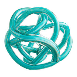 Large Tangle Teal Glass Knot Sculpture - Sculptures