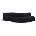 Meridian Furniture - Arc Velvet Upholstered 5-Pc. S-Shaped Modular Sectional, Black - Give your living room or den the perfect blend of style and versatility with this Arc velvet fabric curved modular Sectional. Part of the Arc modular furniture collection, this Sectional comes upholstered in rich black velvet fabric and features deep channel tufting that adds a touch of luxury while enhancing comfort and support. A seamless combination of form and function, this chair can be used with other Arc pieces to create a myriad of configurations in your well-curated room.