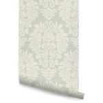 Accentuwall - Classic Damask Peel and Stick Vinyl Wallpaper, Sage Green, 24"w X 60"h - Classic Damask peel & stick vinyl wallpaper. This re-positionable wallpaper is designed and made in our studios in New Jersey. The designs are printed onto an adhesive backed vinyl that can be removed, repositioned and reused over and over again. They do not leave any residue on your walls and are ideal for DIY room makeovers without the mess and headaches of traditional wallpaper.
