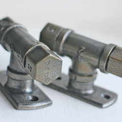 Mulqueen Pair of Industrial Polished Steel Drawer/Door Handle - Door Hardware