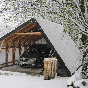 Carport en structure bois Douglas et bardage Shou Sugi Ban.