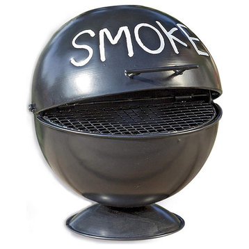 Smoke Ashtray, FauxGrill with Lidded Dome, Pedestal Base, 6"