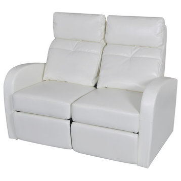 vidaXL Sofa 2 Seater Recliner Sofa with Adjustable Backrest White Faux Leather