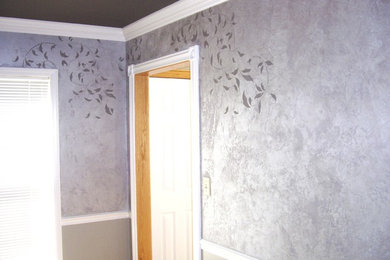 Dining Room With Metallic Wall Finish
