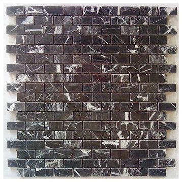 Interlocking China Black Mosaic Marble Tile, Single Piece