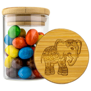 Spiritual Elephan Smell Proof Glass Storage Jars for Cookies, Sugar, Tea, Spices, 4oz.
