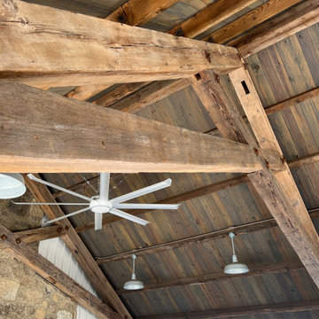 Original Face Sawn Box Beams and Original Face Reclaimed Antique Heart Pine Soli