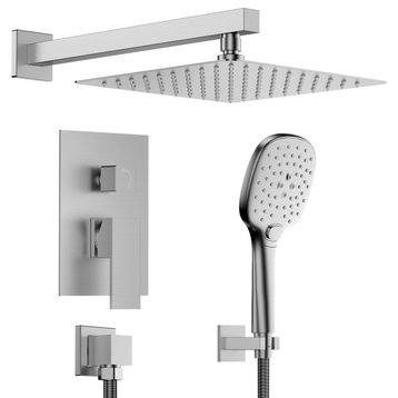 Shower Faucet Set,10" Rain Shower Head With 3-Spray Patterns Handheld Combo Set, Brushed Nickel