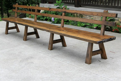 Rustic Bench With Backrest
