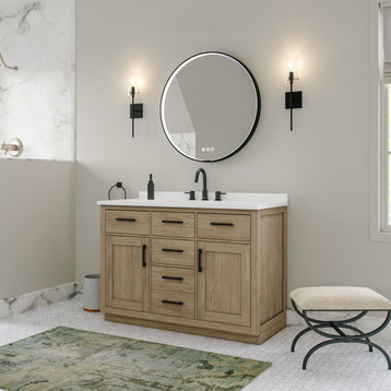 The Camille Bathroom Vanity, Driftwood Oak, 48", Single Sink, Freestanding