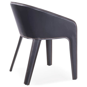 Augesteen Arm Dining Chair, Black Fully Upholstered, Regenerated Leather