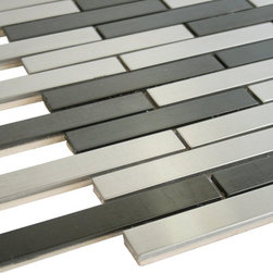 Matte Grey and Black Stainless Steel Subway Style Mosaic Tiles - Home Accessories & Decor