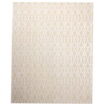 Modern Hand Knotted Rug, White, 8'x10'