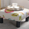 Jules 16" Square Footstool Accent Ottoman, Off-White Floral