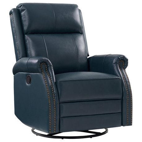 30.5"W Genuine Leather Manual Recliner, Turquoise